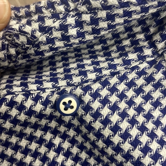 Robert Graham Modern Americana Tailored Fit Blue White Houndstooth Medium - Picture 12 of 14